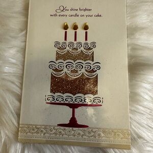 🧡10/$10 Elegant Gold and Red Cake Design Card